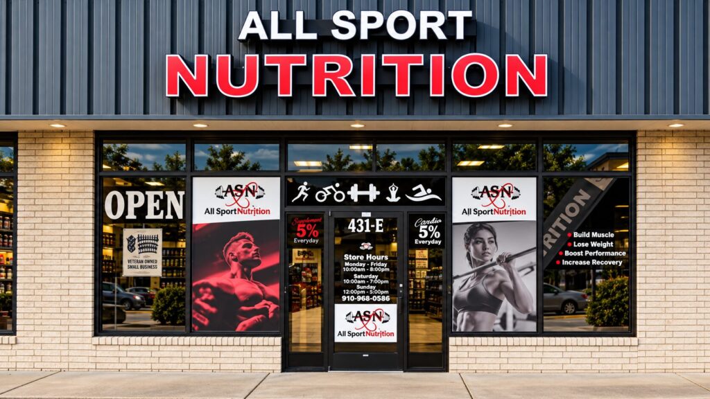 All Sport Nutrition storefront on Western Blvd, Jacksonville NC